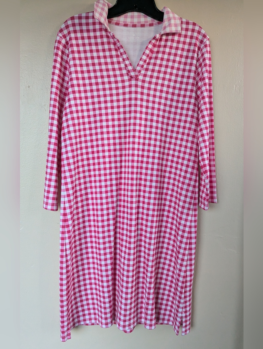 Draper James X Lands' End Supima Cotton Polo Dress, Pink & White (SIZE MEDIUM)